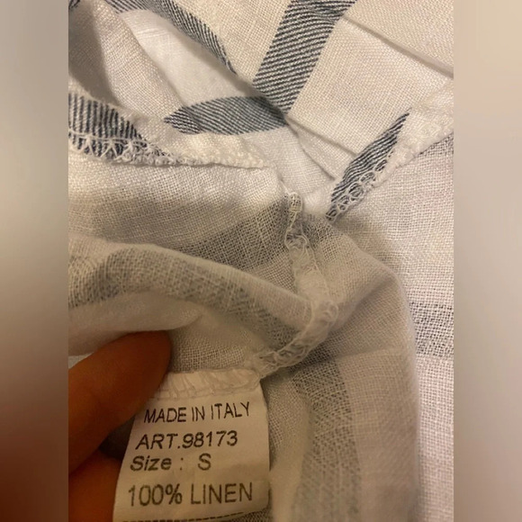 Viola Borghi Made in Italy Striped Button Down Linen Tunic Top - Picture 6 of 8